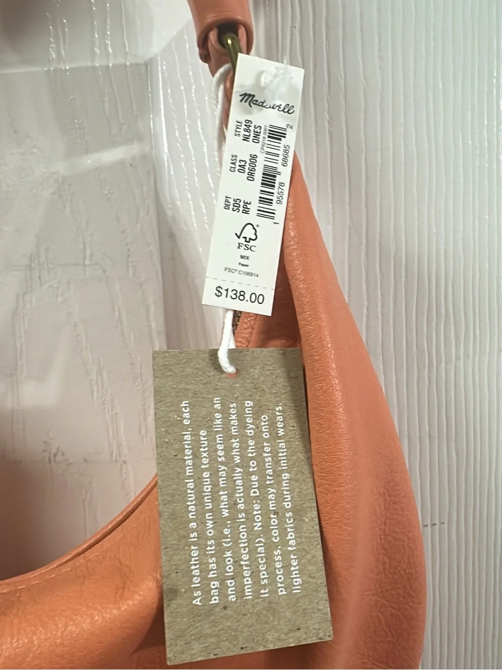 Madewell Leather Soft Small Braided Hobo bag in a peach orange. (Bags 17)